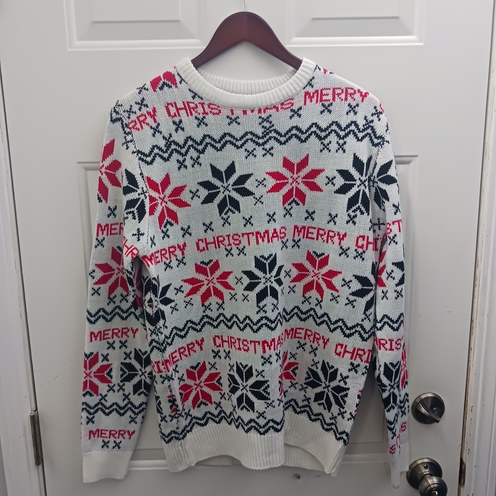 Boohoo Christmas Crewneck Sweater - Red, Black, White